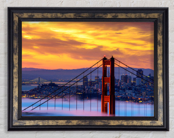 Mist Through The Golden Gate Bridge Framed Print
