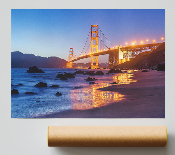 Golden Gate Bridge Stunning Light Glow Poster