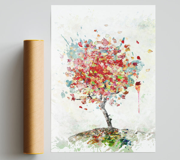 Leaves Falling From The Magical Tree Poster