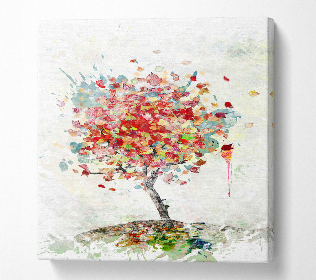  A Canvas Print of Leaves Falling From The Magical Tree Canvas Print