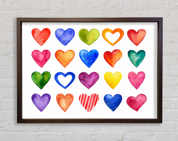 Colourful hearts Framed Print