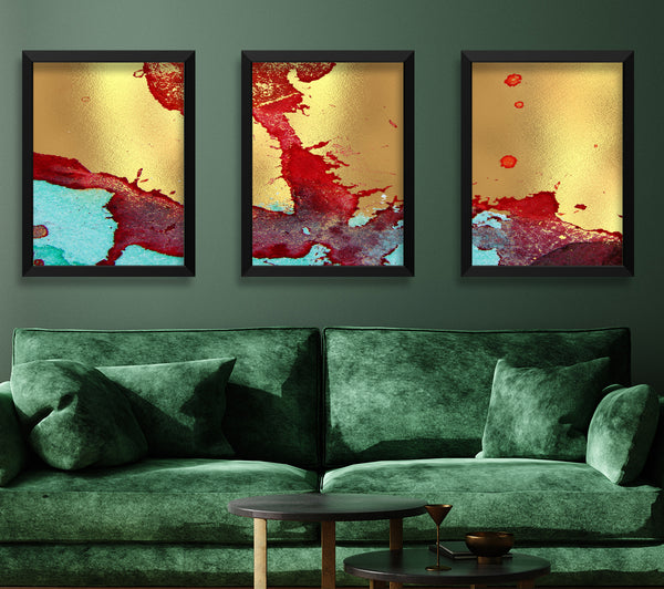 Rot-blaues Goldfolien-Set mit 3 Druck