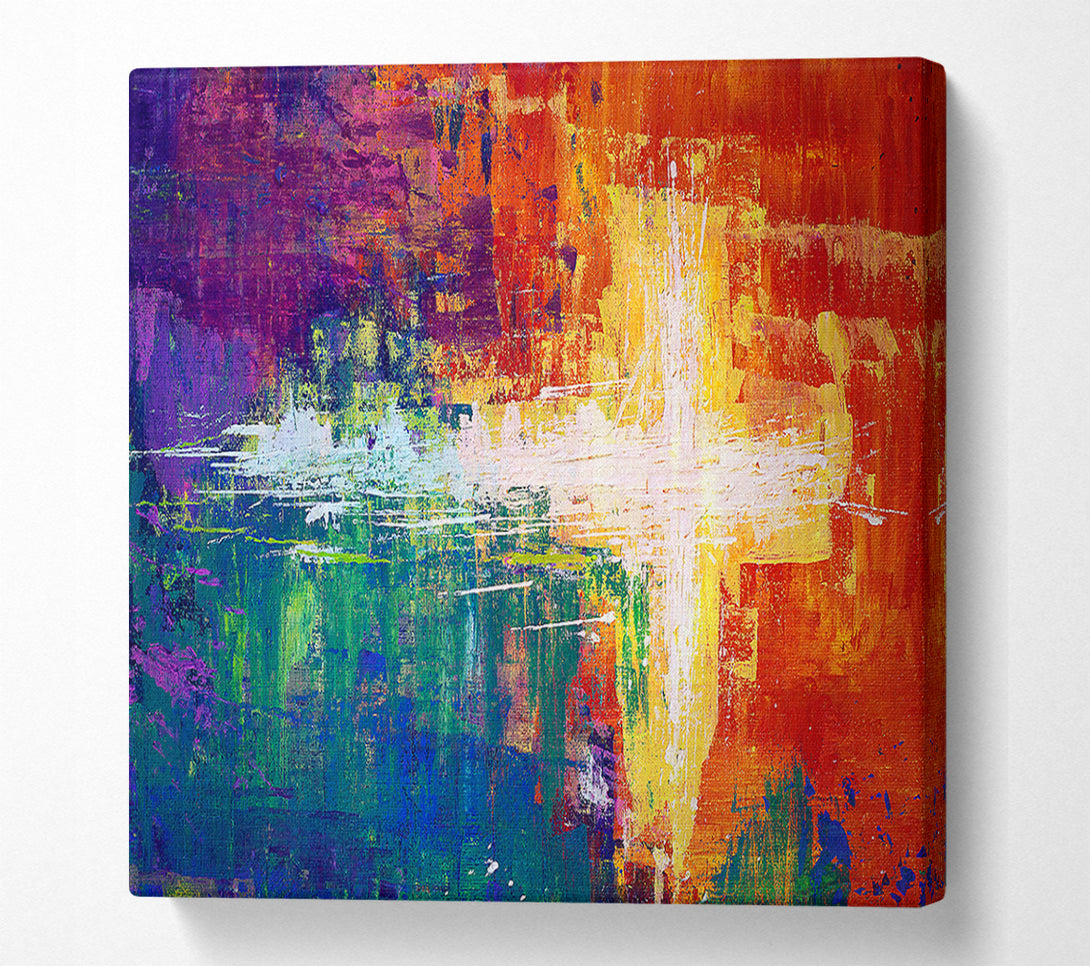  A Canvas Print of Rainbow Cross Canvas Art