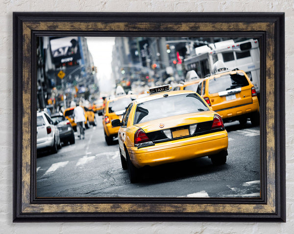 Yellow Cabs In New York 1 Framed Print