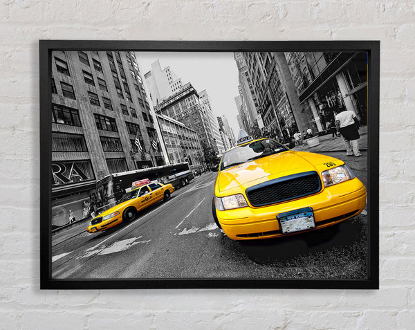 Yellow Cabs In New York 2 Framed Print