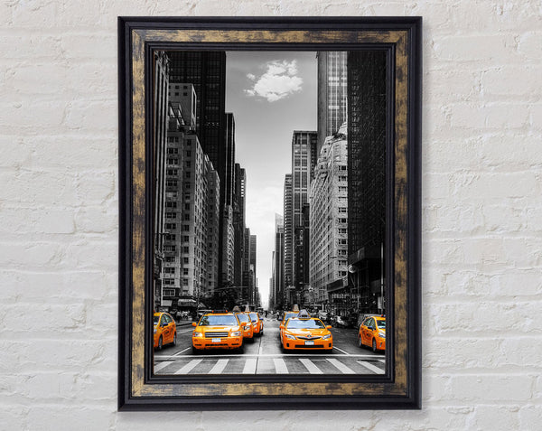 Yellow Cabs In New York 3 Framed Print