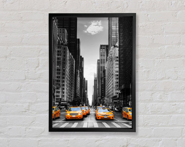 Yellow Cabs In New York 3 Framed Print