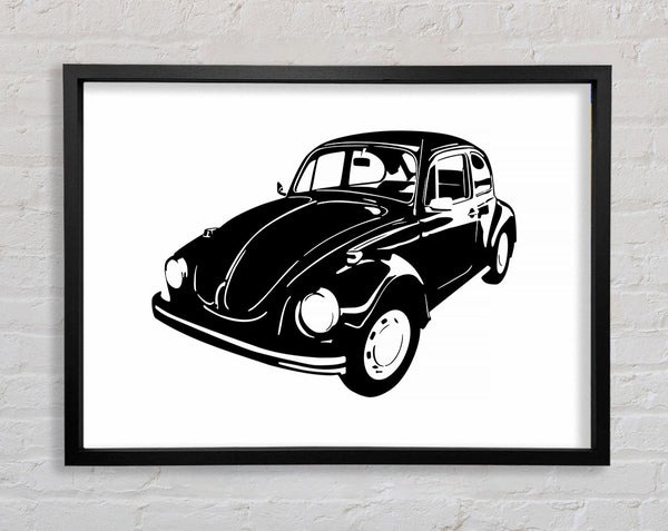 VW Beetle Black Framed Print