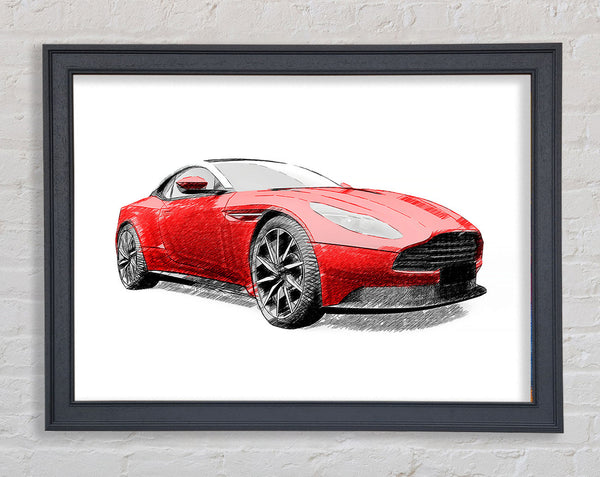 Maserati Red Drawing Framed Print