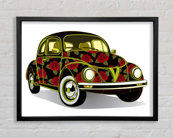 VW Beetle Flower Power Framed Print