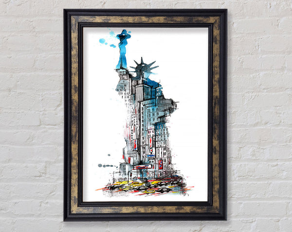 The Big Apple In The Statue Of Liberty Framed Print