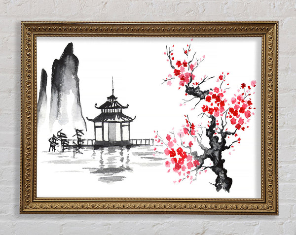 Cherry Blossom Monument Framed Print