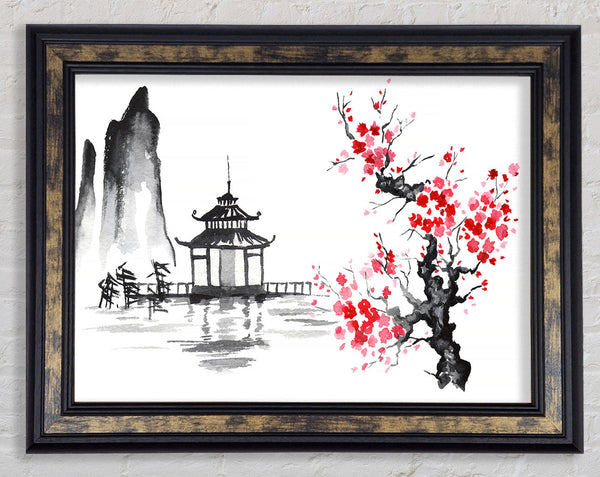 Cherry Blossom Monument Framed Print