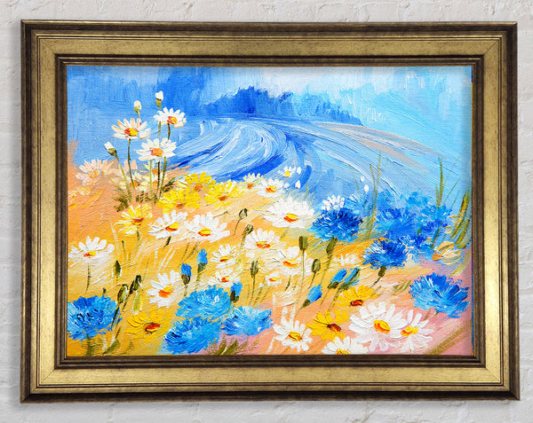 Daisy Yellow Blues Framed Print