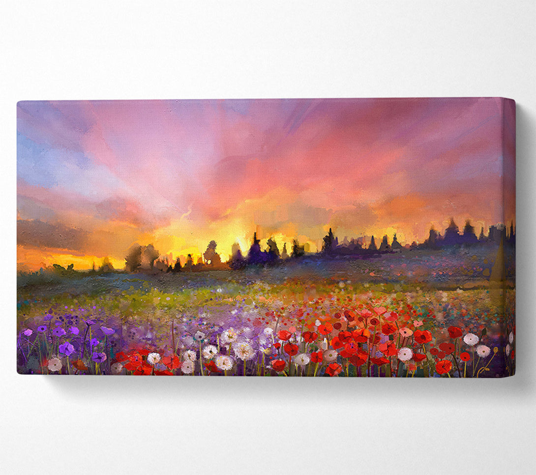  A Canvas Print of Sun Break Over The Wild Flowers Canvas Wall Art