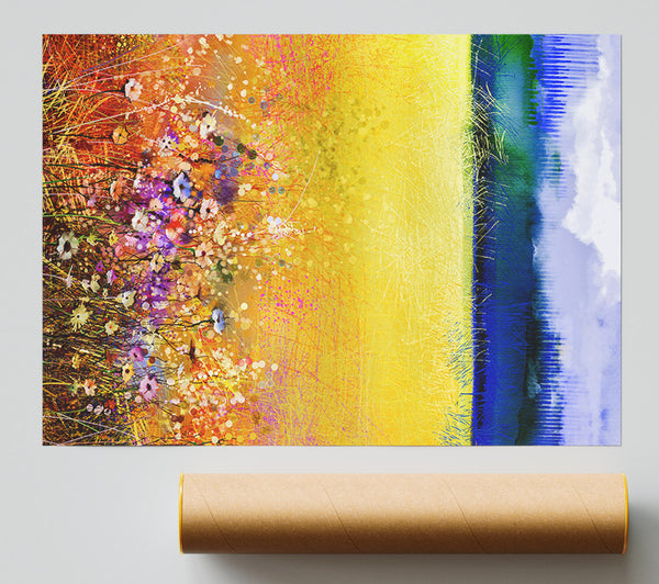 Wild Flower Wheatfield Giclee Print