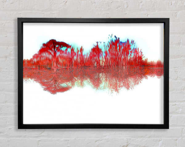 Red Tree River Reflections Framed Print