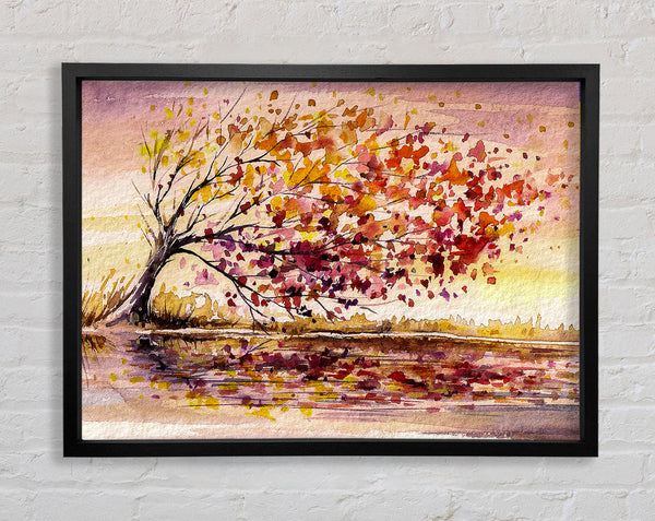 Winter Leaves Fall From The Tree Framed Print