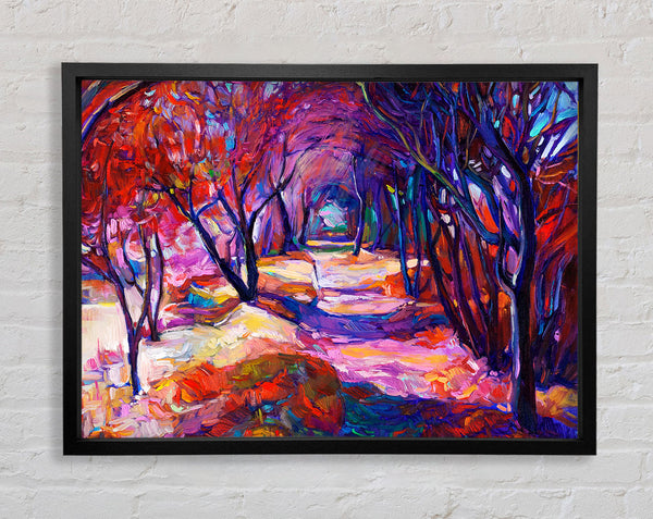 Red Forest Walk Framed Print