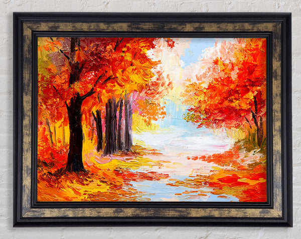 Autumn Orange Path Framed Print