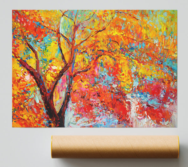 Stunning Orange And Red Autumn Tree Print