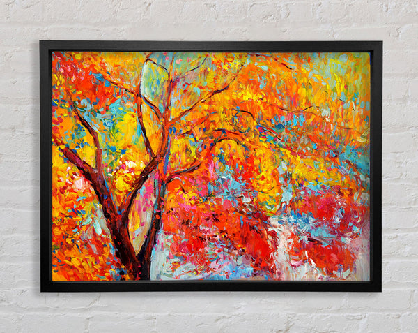 Stunning Orange And Red Autumn Tree Framed Print