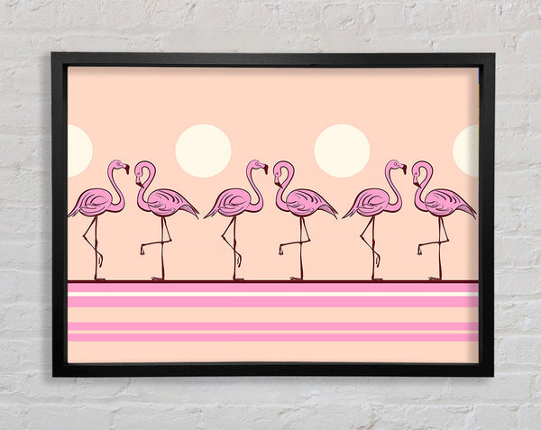 Pink Flamingo moon Framed Print