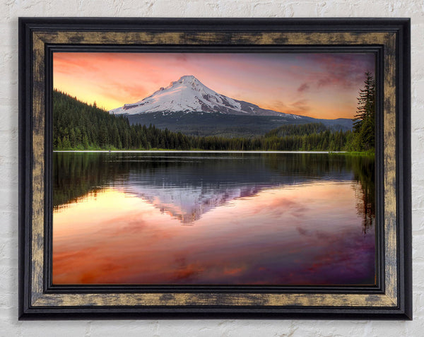 Mountain Sunset Reflections Framed Print