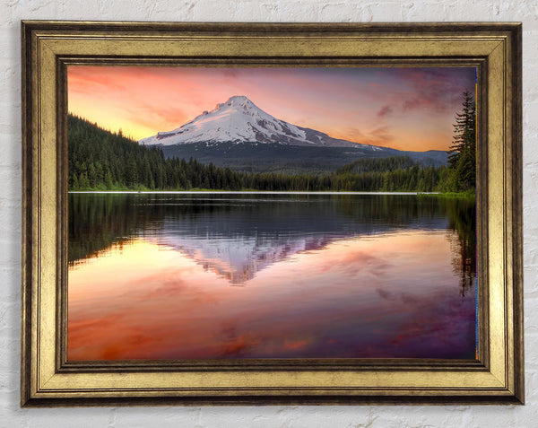 Mountain Sunset Reflections Framed Print