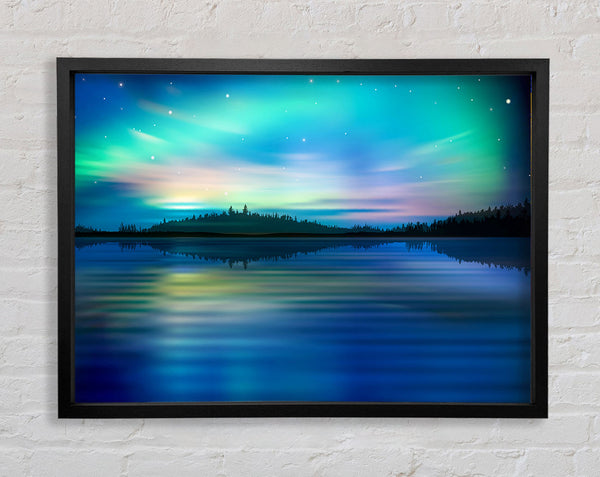 Northern Lights Lake Dream Framed Print
