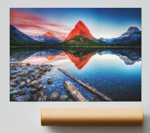 Reflections Of The Mountain Peak Lake Giclee Print