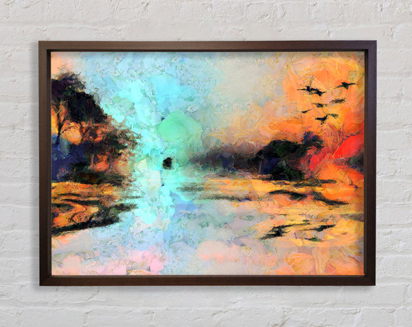 Birds At The Sunset Framed Print