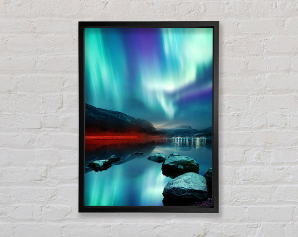 Northern Light red Beam Framed Print