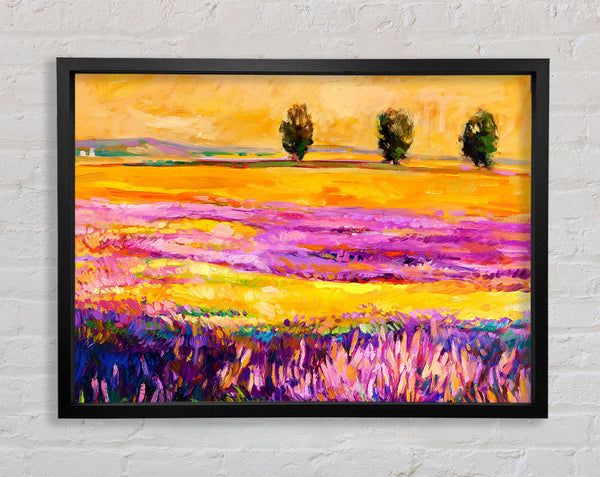 Pinks In A Field Of Gold Landscape Framed Print
