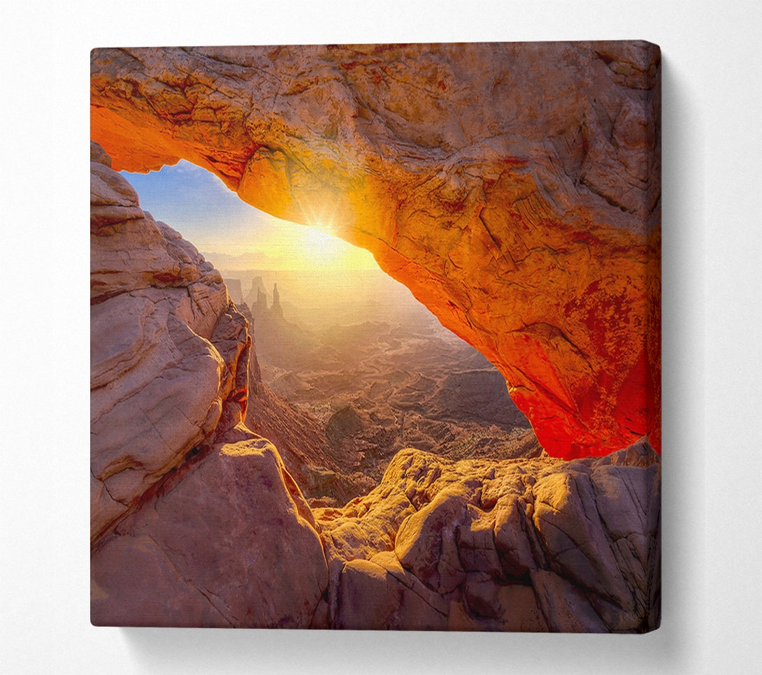  A Canvas Print of Sun Burst Through The Red Rock Canyon Canvas Art