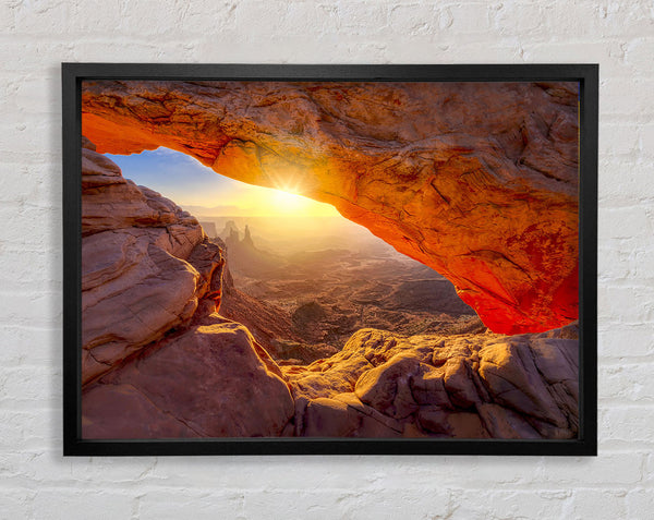 Sun Burst Through The Red Rock Canyon Framed Print