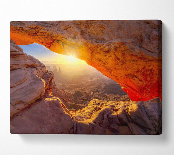  A Canvas Print of Sun Burst Through The Red Rock Canyon Canvas Art