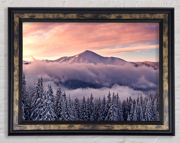 Mountain Winter Mist Framed Print