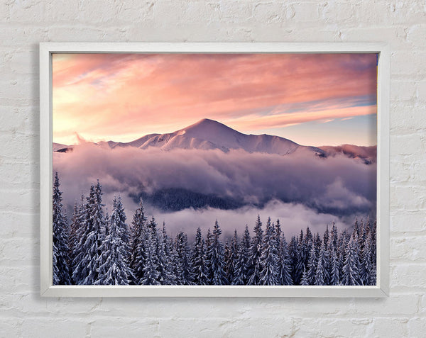 Mountain Winter Mist Framed Print