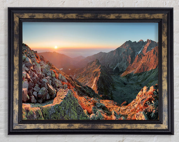 Red Rock Sun Beam Framed Print