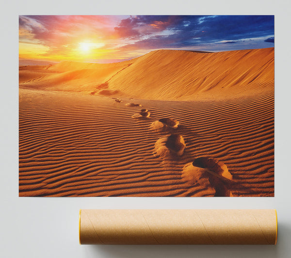Footprints In The Desert Sun Poster