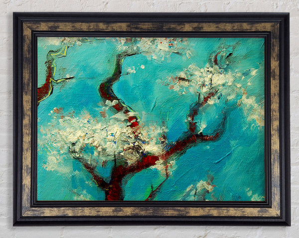 Cherry Blossom Blues Framed Print