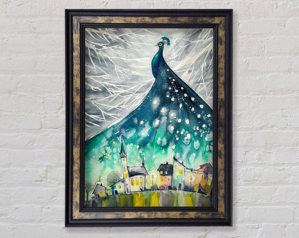Peacock City Framed Print