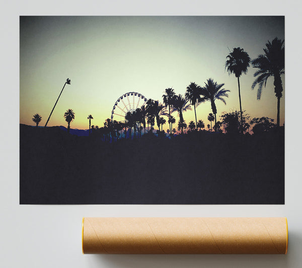 Fairground At Dusk Poster