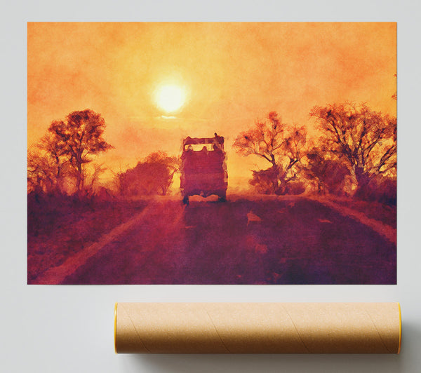 Driving Off Into The Sunset Giclee Print