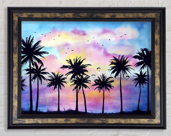Palm Tree Birds Framed Print