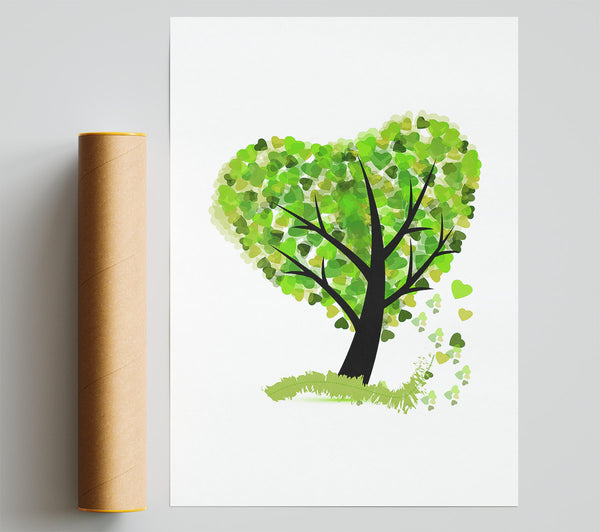 Green Love Tree Print