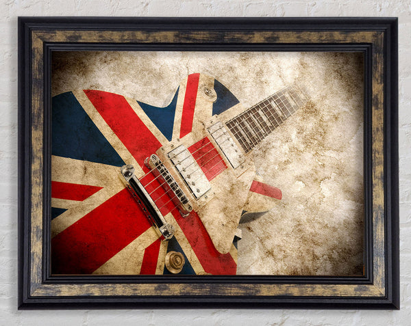 British Retro Guitar 1 Framed Print