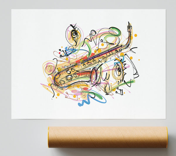 Saxophone Rainbow Tunes Giclee Print