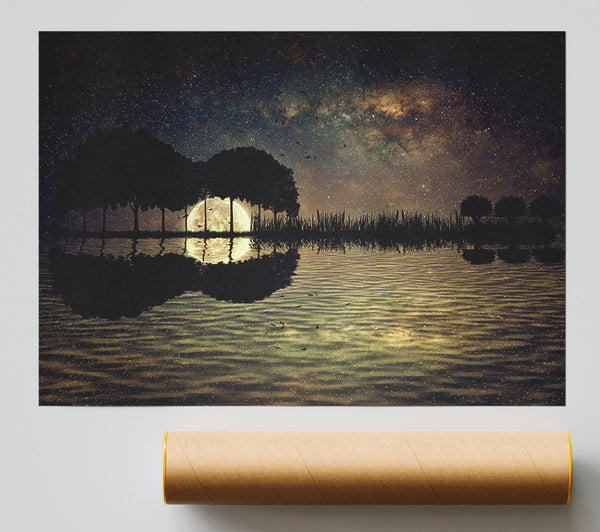 Guitar Tree Moonlight Giclee Print
